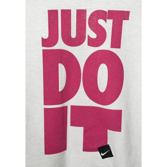 Nike Mens T Shirt VTG Just Do It Logo Regular Fit Short Sleeve Off White Large - Picture 3 of 9